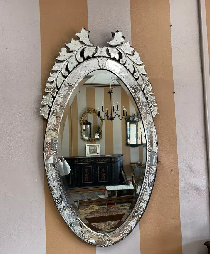 Gorgeous Very Large Venetian Etched Wall Mirror