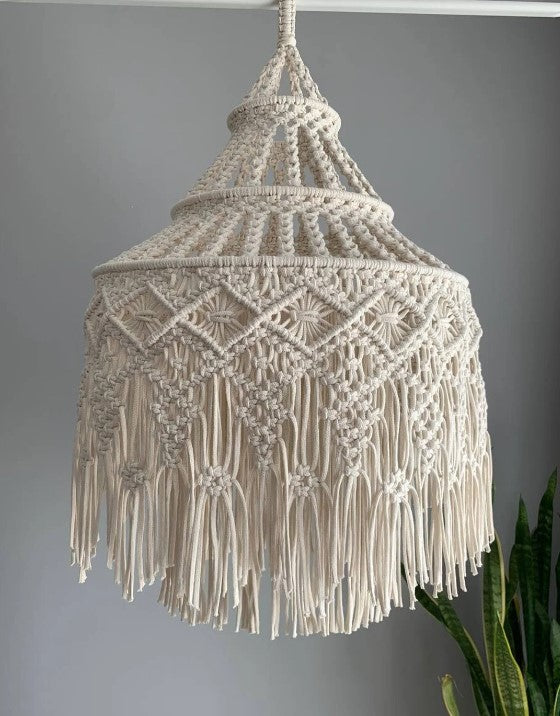 Macrame lampshade, macrame chandelier lighting, Handmade light, pendant lamp