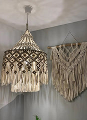 Macrame lampshade, macrame chandelier lighting, Handmade light, pendant lamp