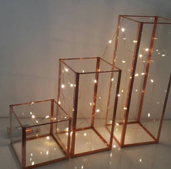 Set of 3 geometric glass Candle holders