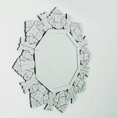 Antique Venetian beveled and engraved glass wall mirror