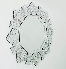 Antique Venetian beveled and engraved glass wall mirror