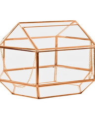 Wedding Card Box/Geometric Glass Wedding Display Box/Gold Glass Box