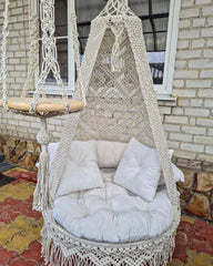 Handcrafted Comfort: Macramé Swing Chair - Perfect for Relaxation and Style