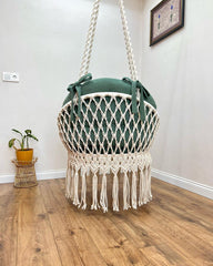 Natural Macrame Swing Chair, Hanging Hammock Swing