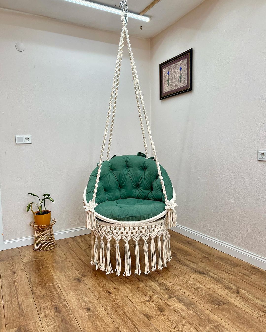 Natural Macrame Swing Chair, Hanging Hammock Swing