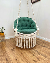 Natural Macrame Swing Chair, Hanging Hammock Swing