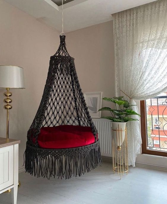 Indoor and Outdoor Handmade Macrame Swing Chair