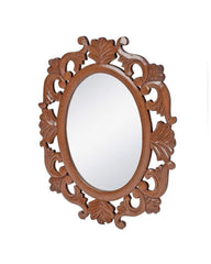 Wood Hand Crafted Oval Shape Vanity Wall Mount Mirror