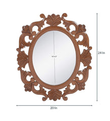 Wood Hand Crafted Oval Shape Vanity Wall Mount Mirror