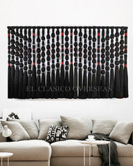 Black Macrame wall hanging, Tapestry for Boho Home Decor Over the Bed Decor