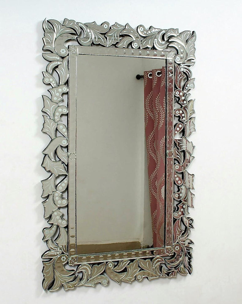 Wall Mounted Rectangular Mirror, Venetian Mirror Decor 28x42 inch