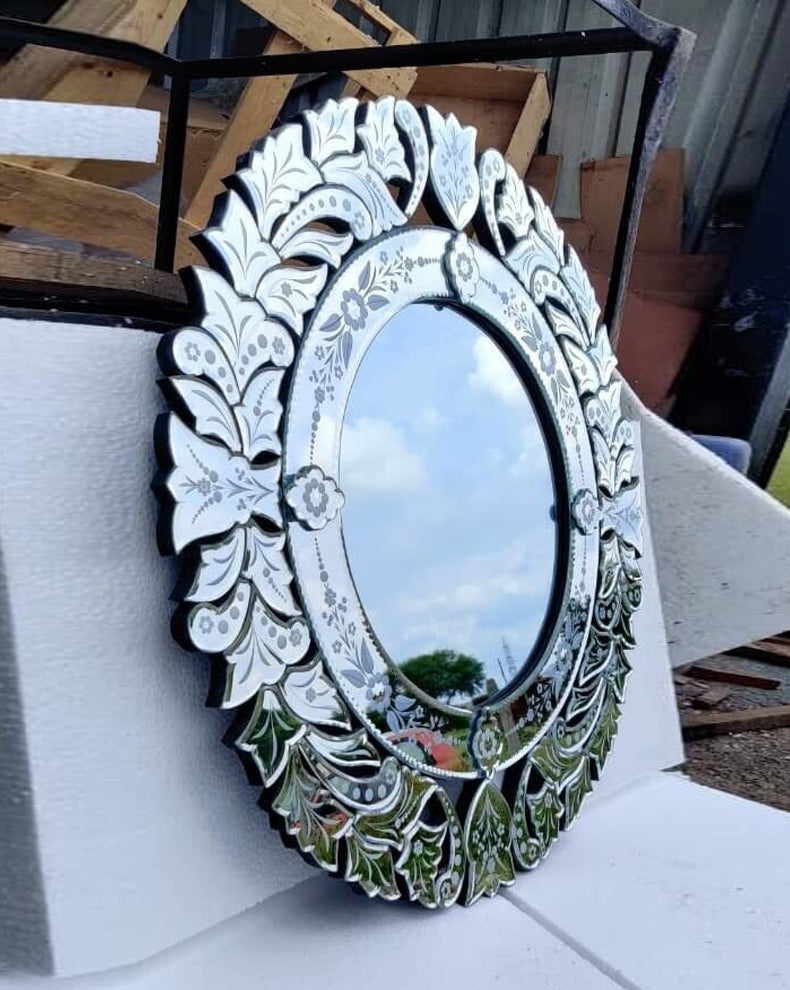 Round Venetian Mirror for Living Room 30X30 Inches