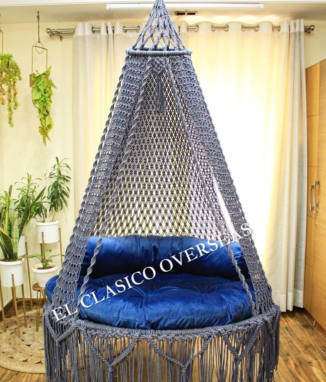 Luxury macrame swing hanging chair for indoor and outdoor