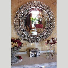 Round Venetian Mirror for Living Room 30X30 Inches